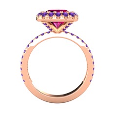 Rodolit garnet ve ametist 925 ayar rose altın kaplama gümüş yüzük