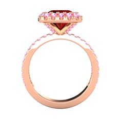 Hale Tektaş Yüzük - Garnet ve pembe kuvars 18 ayar rose altın yüzük #n78ovg