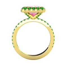 Hale Tektaş Yüzük - Pembe kuvars ve yeşil kuvars 14 ayar altın yüzük #oy2rba