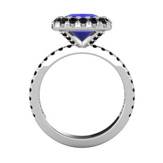 Hale Tektaş Yüzük - Lab safir ve siyah zirkon 14 ayar beyaz altın yüzük #p6vcpf