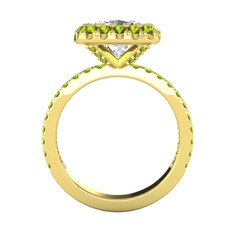 Hale Tektaş Yüzük - Beyaz zirkon ve peridot 14 ayar altın yüzük #q8iyvu