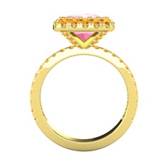 Hale Tektaş Yüzük - Pembe kuvars ve sitrin 8 ayar altın yüzük #qhdz4y