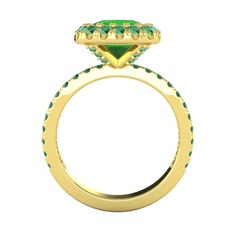 Hale Tektaş Yüzük - Yeşil kuvars ve kök zümrüt 8 ayar altın yüzük #qlqys1