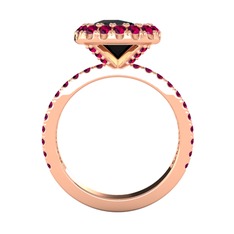 Hale Tektaş Yüzük - Siyah zirkon ve rodolit garnet 14 ayar rose altın yüzük #twmg9z