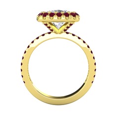 Swarovski ve kök yakut 925 ayar altın kaplama gümüş yüzük