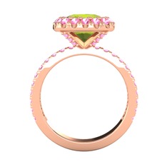 Hale Tektaş Yüzük - Peridot ve pembe kuvars 925 ayar rose altın kaplama gümüş yüzük #vdjrf8