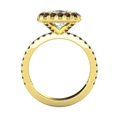 Beyaz zirkon ve dumanlı kuvars 14 ayar altın yüzük