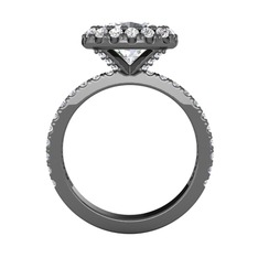 Hale Tektaş Yüzük - Beyaz zirkon ve pırlanta 925 ayar siyah rodyum kaplama gümüş yüzük (0.84 karat) #vpftna