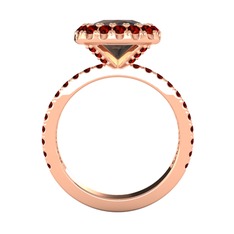 Dumanlı kuvars ve garnet 8 ayar rose altın yüzük