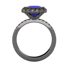 Hale Tektaş Yüzük - Lab safir ve dumanlı kuvars 925 ayar siyah rodyum kaplama gümüş yüzük #ws6ojv