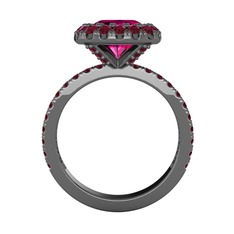 Hale Tektaş Yüzük - Rodolit garnet ve kök yakut 925 ayar siyah rodyum kaplama gümüş yüzük #xf46ga