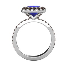 Hale Tektaş Yüzük - Lab safir ve dumanlı kuvars 18 ayar beyaz altın yüzük #xkj4l5