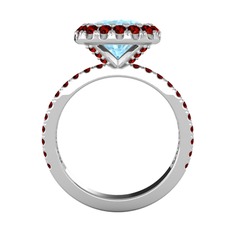 Hale Tektaş Yüzük - Akuamarin ve garnet 18 ayar beyaz altın yüzük #yh8p66