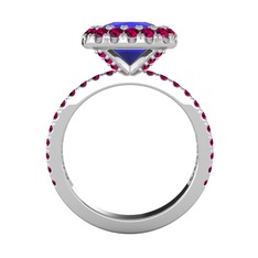 Lab safir ve rodolit garnet 14 ayar beyaz altın yüzük