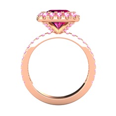 Rodolit garnet ve pembe kuvars 14 ayar rose altın yüzük