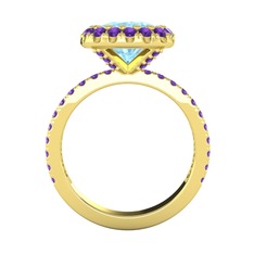 Hale Tektaş Yüzük - Akuamarin ve ametist 18 ayar altın yüzük #zuronv