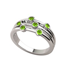 Peridot 14 ayar beyaz altın yüzük
