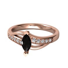 Riha Sonsuzluk Yüzük - Siyah zirkon ve swarovski 8 ayar rose altın yüzük #1001zng
