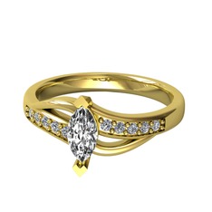 Beyaz zirkon ve pırlanta 925 ayar altın kaplama gümüş yüzük (0.15 karat)