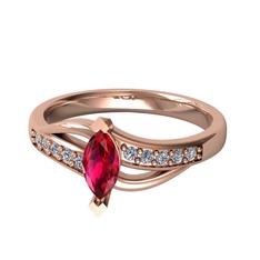 Riha Sonsuzluk Yüzük - Rodolit garnet ve pırlanta 14 ayar rose altın yüzük (0.15 karat) #1275zd8