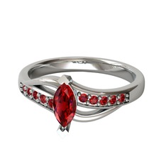 Riha Sonsuzluk Yüzük - Garnet 8 ayar beyaz altın yüzük #129yfvs