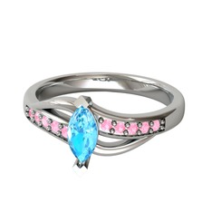 Riha Sonsuzluk Yüzük - Akuamarin ve pembe kuvars 925 ayar gümüş yüzük #12jbbhq
