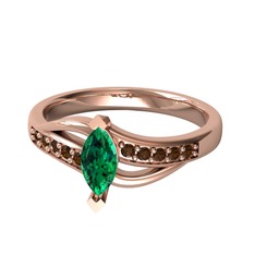 Yeşil kuvars ve dumanlı kuvars 14 ayar rose altın yüzük