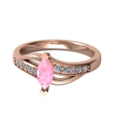 Riha Sonsuzluk Yüzük - Pembe kuvars ve pırlanta 14 ayar rose altın yüzük (0.15 karat) #13z0k3w