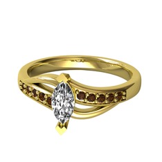 Riha Sonsuzluk Yüzük - Swarovski ve dumanlı kuvars 18 ayar altın yüzük #147oohf