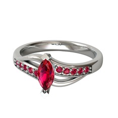 Riha Sonsuzluk Yüzük - Rodolit garnet 18 ayar beyaz altın yüzük #14pcp70