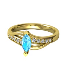 Riha Sonsuzluk Yüzük - Akuamarin ve swarovski 925 ayar altın kaplama gümüş yüzük #159qw6m