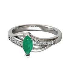 Riha Sonsuzluk Yüzük - Kök zümrüt ve swarovski 14 ayar beyaz altın yüzük #15clfex