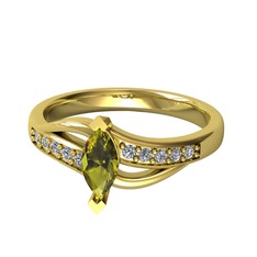 Riha Sonsuzluk Yüzük - Peridot ve pırlanta 925 ayar altın kaplama gümüş yüzük (0.15 karat) #17qh4g4