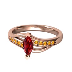 Riha Sonsuzluk Yüzük - Garnet ve sitrin 18 ayar rose altın yüzük #1927xv9