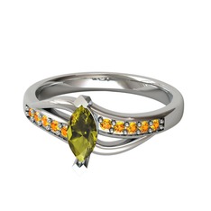 Riha Sonsuzluk Yüzük - Peridot ve sitrin 18 ayar beyaz altın yüzük #19q2tac