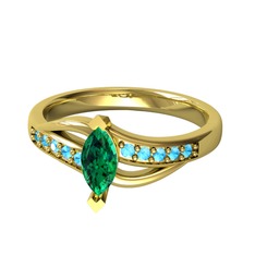 Riha Sonsuzluk Yüzük - Yeşil kuvars ve akuamarin 8 ayar altın yüzük #1a1h6e7