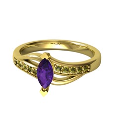 Riha Sonsuzluk Yüzük - Ametist ve peridot 925 ayar altın kaplama gümüş yüzük #1a39pnu