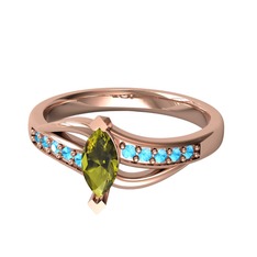 Riha Sonsuzluk Yüzük - Peridot ve akuamarin 18 ayar rose altın yüzük #1aucgts