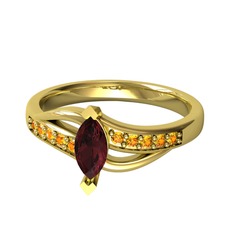 Riha Sonsuzluk Yüzük - Kök yakut ve sitrin 14 ayar altın yüzük #1b9p6w0