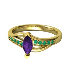 Riha Sonsuzluk Yüzük - Ametist ve kök zümrüt 18 ayar altın yüzük #1bbjrzz