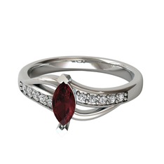 Riha Sonsuzluk Yüzük - Kök yakut ve beyaz zirkon 14 ayar beyaz altın yüzük #1bdx2fq