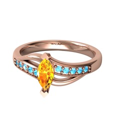 Riha Sonsuzluk Yüzük - Sitrin ve akuamarin 14 ayar rose altın yüzük #1bh12o