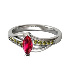 Riha Sonsuzluk Yüzük - Rodolit garnet ve peridot 8 ayar beyaz altın yüzük #1bngkvm