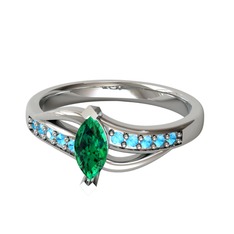 Riha Sonsuzluk Yüzük - Yeşil kuvars ve akuamarin 14 ayar beyaz altın yüzük #1btjcms