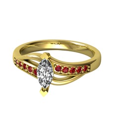 Riha Sonsuzluk Yüzük - Beyaz zirkon ve garnet 14 ayar altın yüzük #1c5e61g