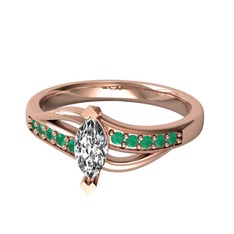 Swarovski ve kök zümrüt 18 ayar rose altın yüzük