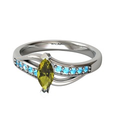 Riha Sonsuzluk Yüzük - Peridot ve akuamarin 8 ayar beyaz altın yüzük #1d5v78c