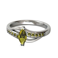 Peridot 8 ayar beyaz altın yüzük