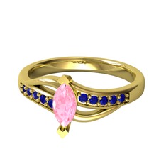 Riha Sonsuzluk Yüzük - Pembe kuvars ve lab safir 14 ayar altın yüzük #1d8uzqj