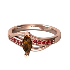 Riha Sonsuzluk Yüzük - Dumanlı kuvars ve garnet 925 ayar rose altın kaplama gümüş yüzük #1ds9y3e